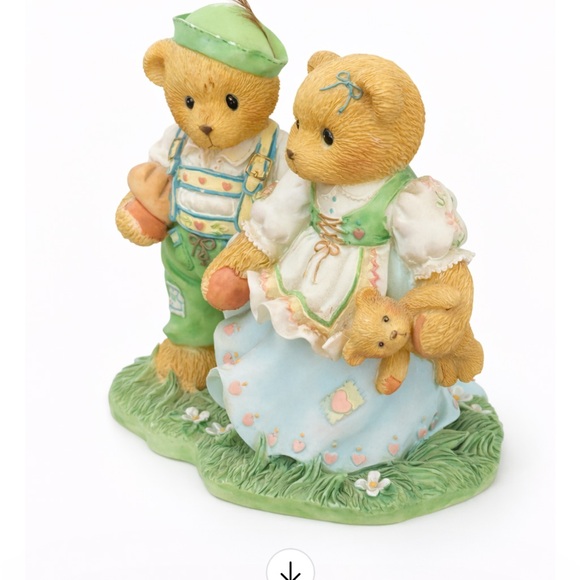 Cherished Teddies Harvey & Gigi Figurine - Yellow Bears with Green Outfits - Picture 2 of 4